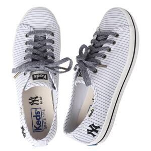 Keds New York Yankees Baseball White Kickstart Pinstripe Sneakers s z 6.5